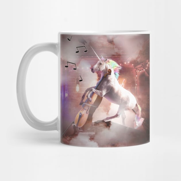 Funny Cute Rainbow Unicorn Playing Cello by Random Galaxy